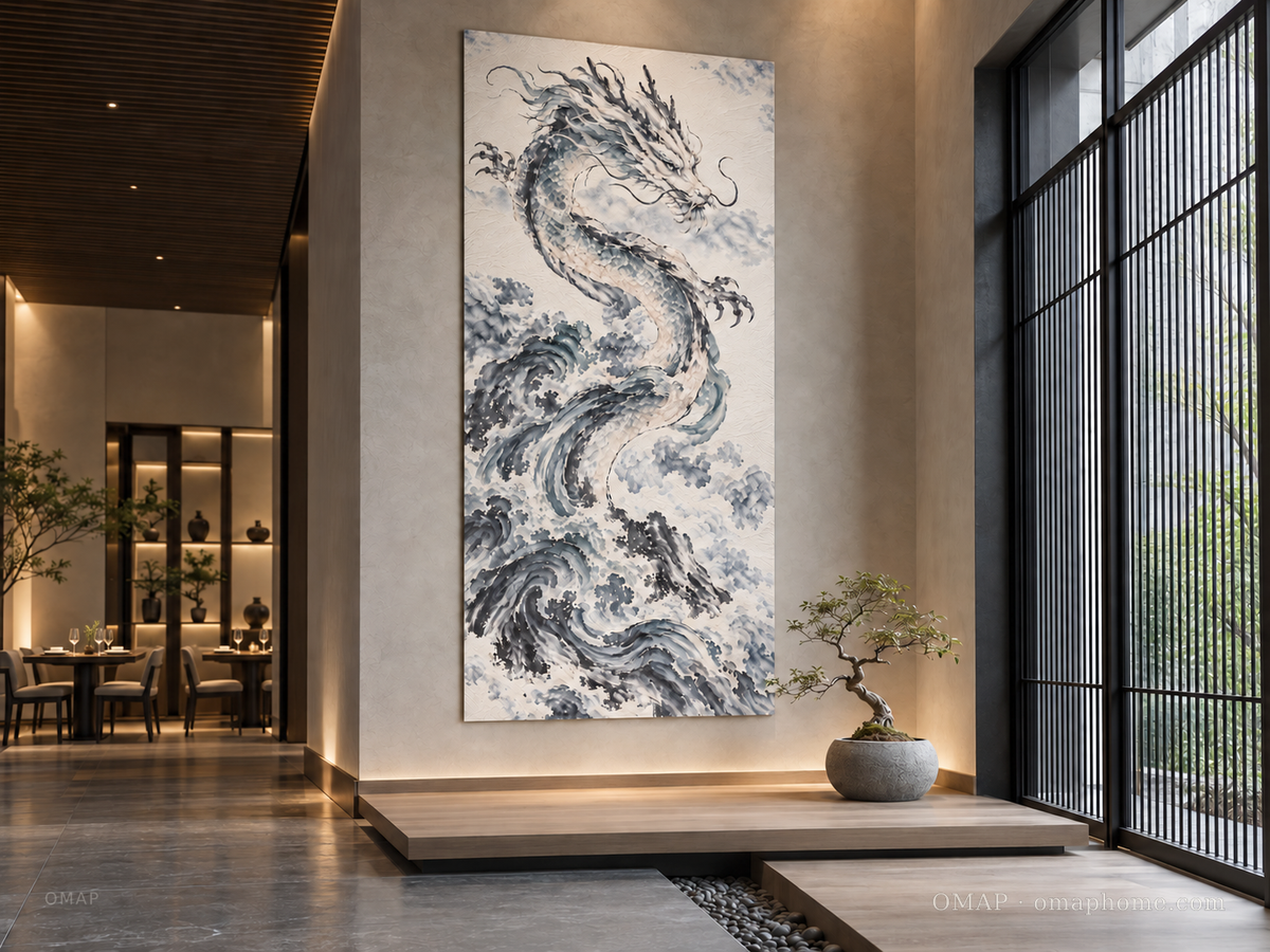 OMAP 墨韻雲龍磁吸藝術壁畫情境照｜omaphome.com