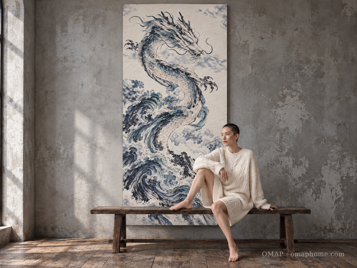 OMAP 墨韻雲龍磁吸藝術壁畫情境照｜omaphome.com