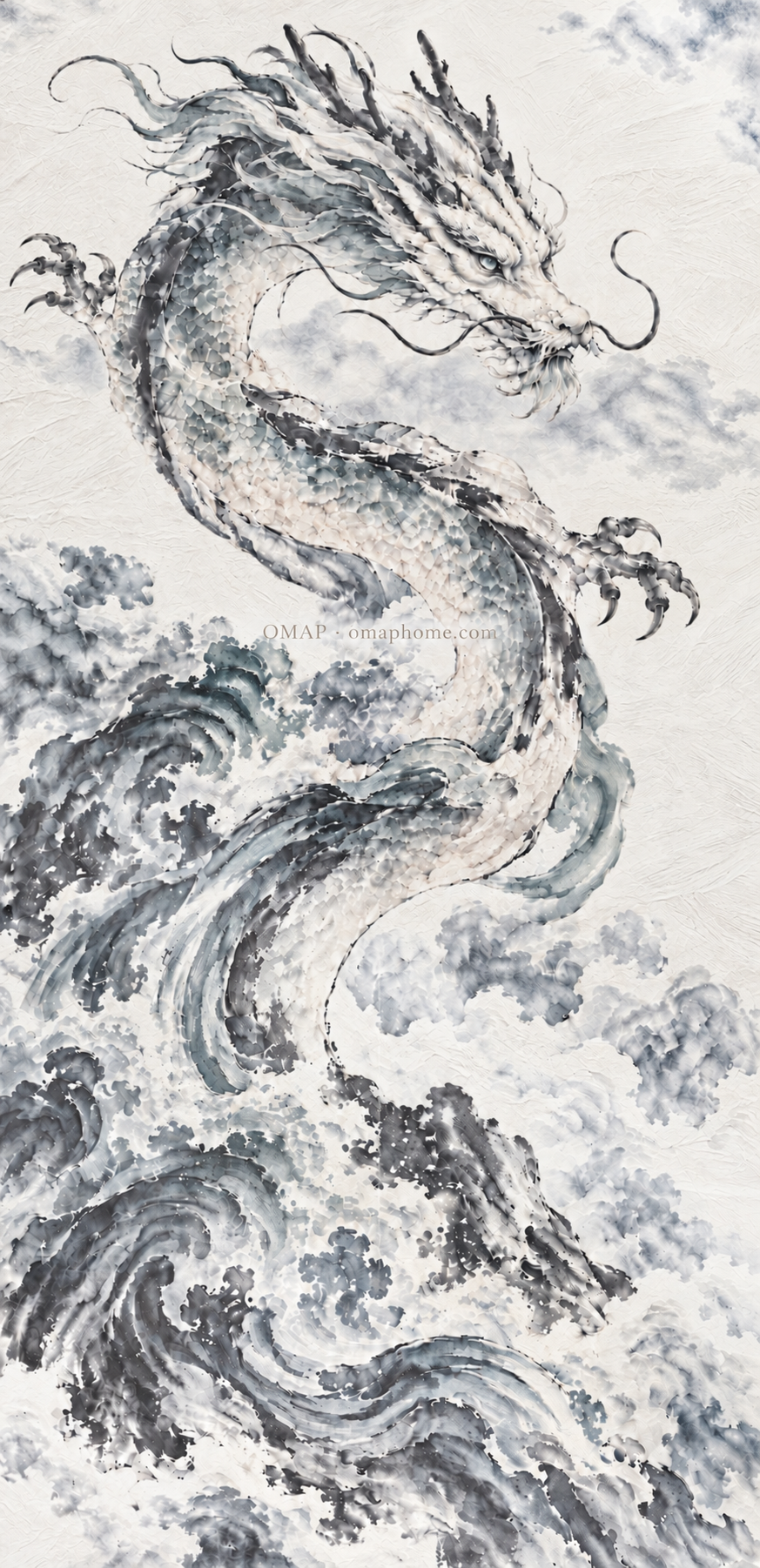 墨韻雲龍完整作品與淡浮水印